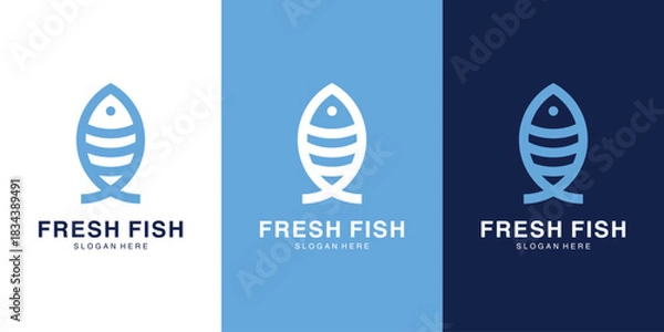 Obraz Seafood fresh fish logo design label