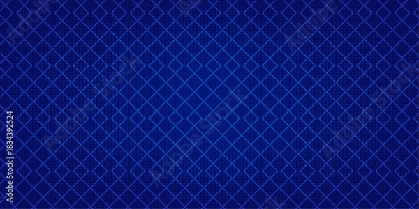 Fototapeta Dark Blue Geometric Diamond Grid and Halftone Dots Background