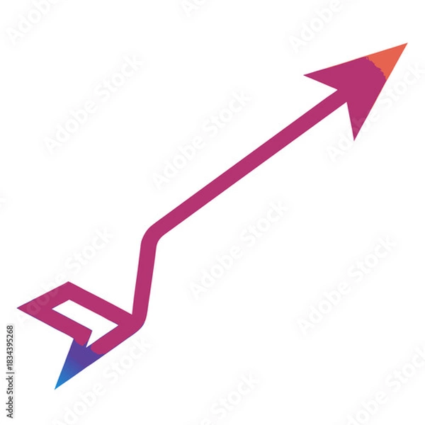 Fototapeta Abstract gradient arrow pointing upwards and to the right