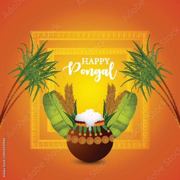 Obraz Happy pongal creative design  celebration greeting card