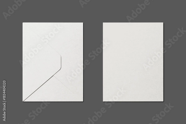 Obraz Blank baronial envelope front and back mockup isolate on background, 3d rendering