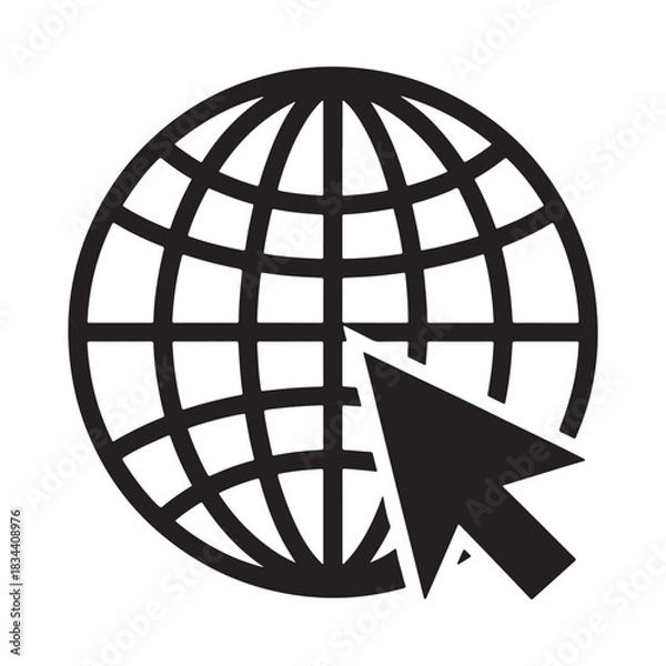 Obraz Website vector icon with cursor pointing to globe
