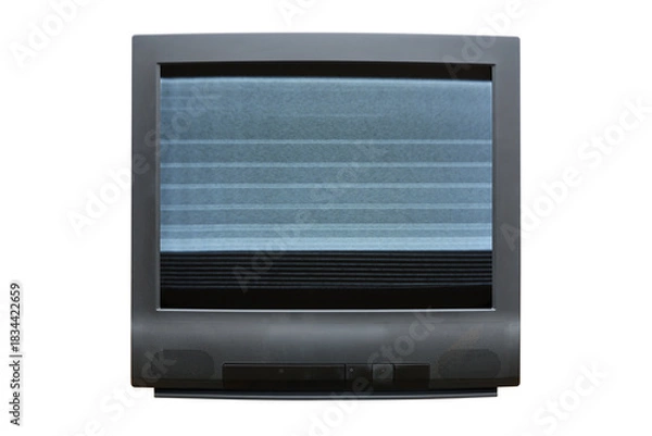 Fototapeta Vintage television with noise on the screen. Isolated on a white background.