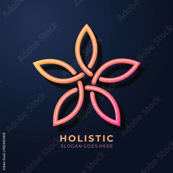 Fototapeta Detailed golden holistic logo design with cmyk and grayscale elements