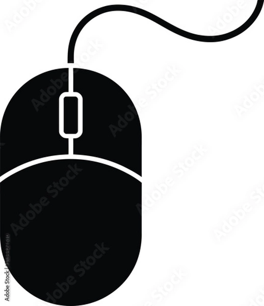 Fototapeta Computer mouse icon with cable, a standard pointing device for pc navigation.