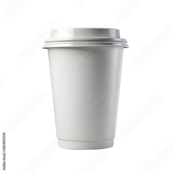 Fototapeta White paper coffee cup with lid isolated on transparent background