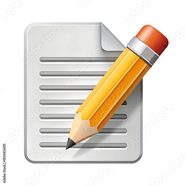 Fototapeta Pencil on a document icon isolated on transparent background