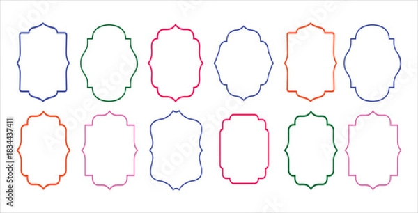 Obraz Colorful decorative frames in a row isolated on white background for graphic design