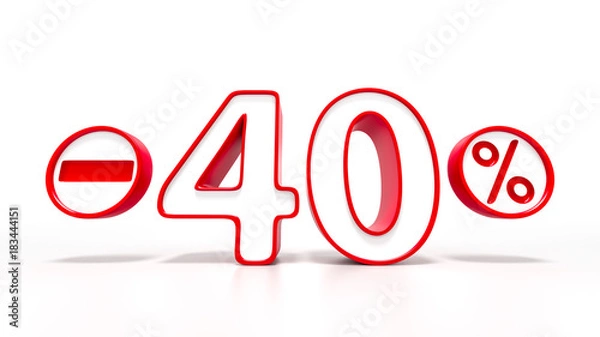 Obraz 40 percent red symbol isolated on white background