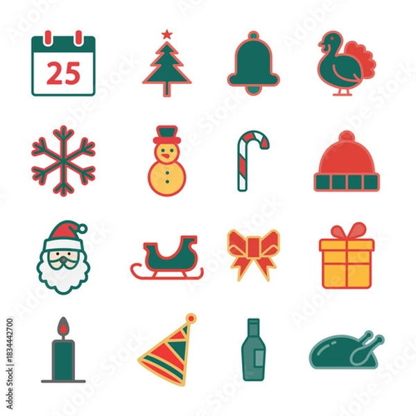 Obraz Christmas icon set design template
