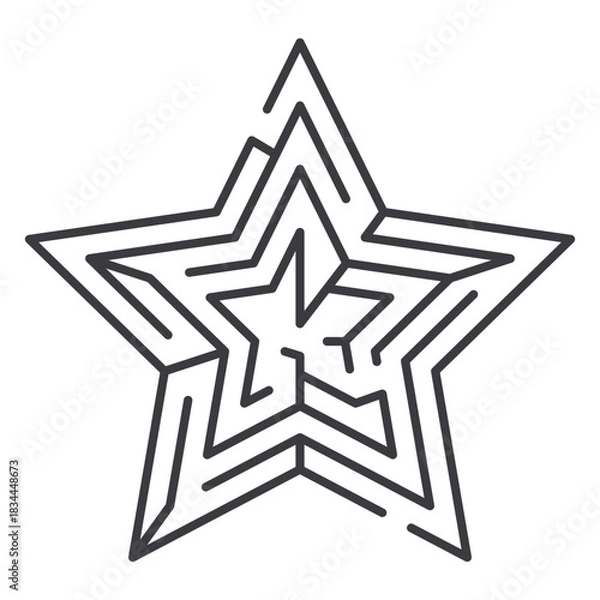 Obraz Simple star shaped maze stroke