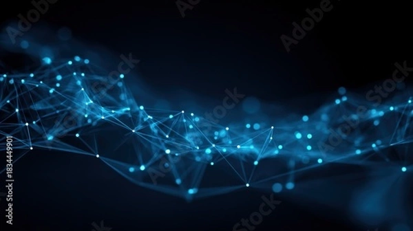 Obraz Abstract Technology Background with Glowing Nodes and Lines for Science, Communication, or Network Concepts