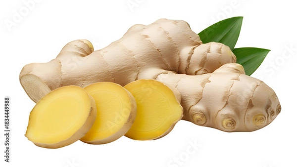 Obraz Fresh Ginger Root Slices Isolated on Transparent Background for Culinary and Health Concepts, Fre_moreDetail_x4_5460x3072_2pass_moreDetail_1