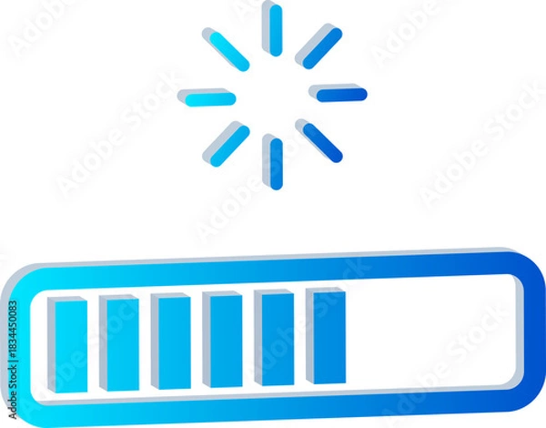Obraz 3D Loading Progress Icon with Bar and Spinner