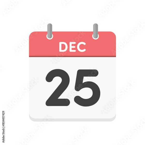 Obraz 12月25日･DEC 25の日めくりカレンダーのアイコン - クリスマスの当日の英語の暦のイラスト