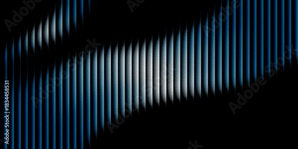 Obraz Abstract vertical blue and white striped pattern with dramatic shadow and light