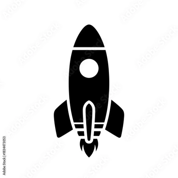 Obraz Filled black rocket ship icon representing space exploration