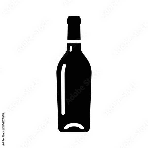 Obraz Filled black wine bottle vector icon design