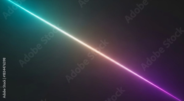 Obraz Neon Light Gradient Line Teal Pink Purple Dark Copy Space