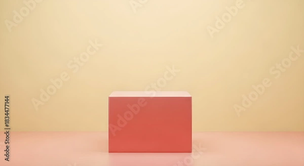 Obraz Product Display Podium Red Pink Beige Background Copy Space