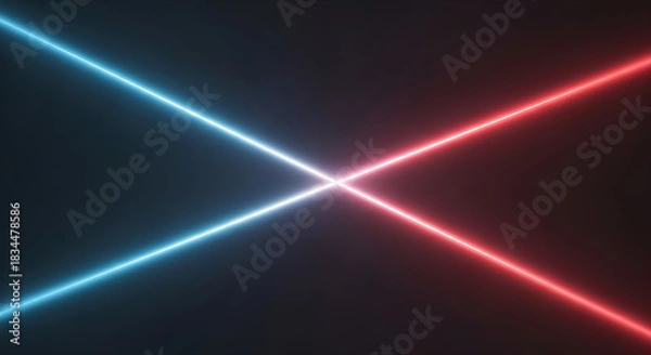 Obraz Neon Lights Laser Beams Abstract Background Blue Red Intersecting Digital Vertical Copy Space