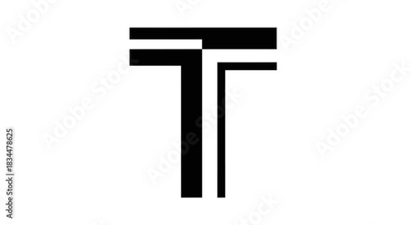 Obraz Abstract black and white geometric letter T symbol design.