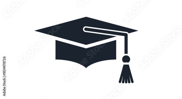 Obraz Black Graduation Cap with Tassel Symbolizing Academic Achievement.