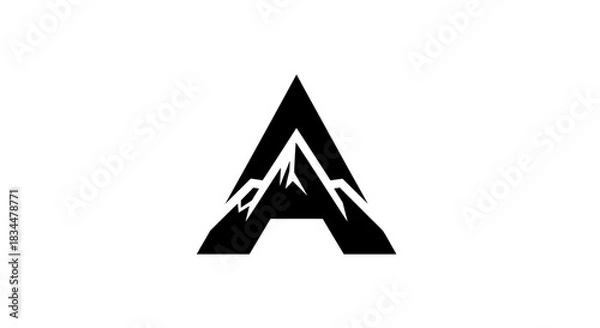Obraz Bold letter A logo with mountain peaks integrated into its design.