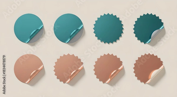 Obraz Labels Stickers Badges Teal Copper Peeling Design Copy Space