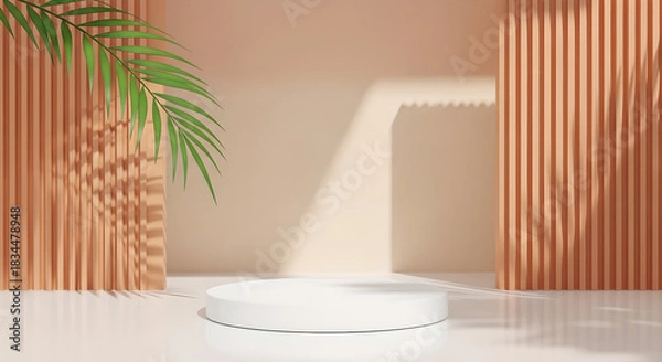 Obraz Product Display Podium White Minimalist Shadow Copy Space