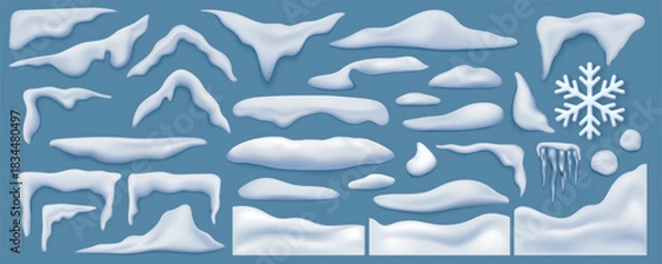 Fototapeta Snow Drift and Icicles Vector Set