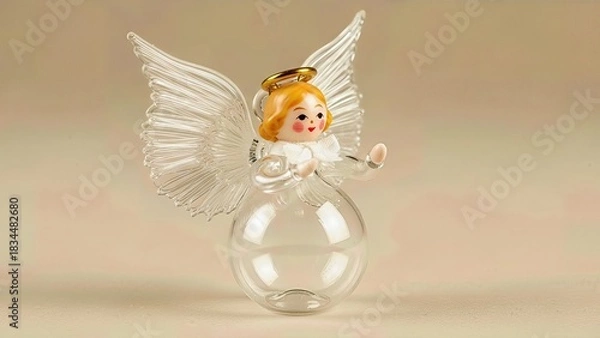 Obraz  Charming Vintage Spun Glass Angel Ornament Hand Crafted Delicate Isolated Traditional Christmas Collectible