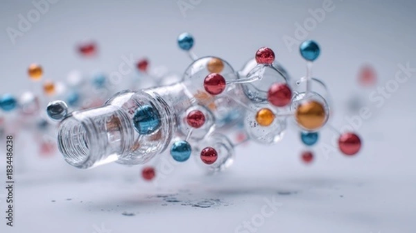 Obraz Complex molecular structure with interconnected spheres in vibrant colors