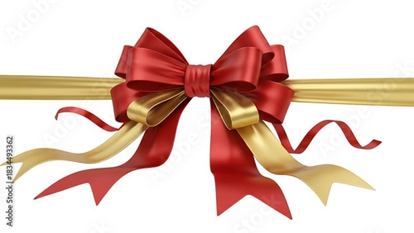 Fototapeta Elegant Red and Gold Ribbon Bow for Gift Wrapping and Decoration Projects