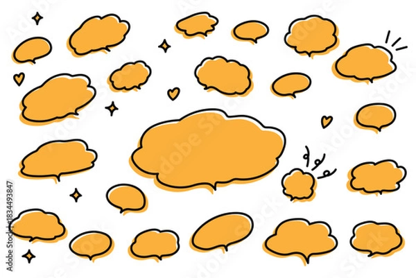 Fototapeta ポップで可愛い手書き風のラフな吹き出し