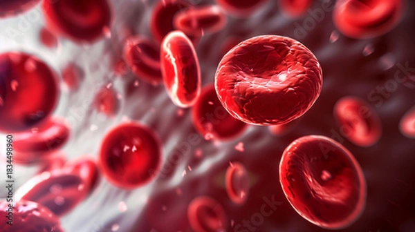 Obraz 3D Illustration of Hemoglobin Cells Showing Blood Circulation and Anemia Concept