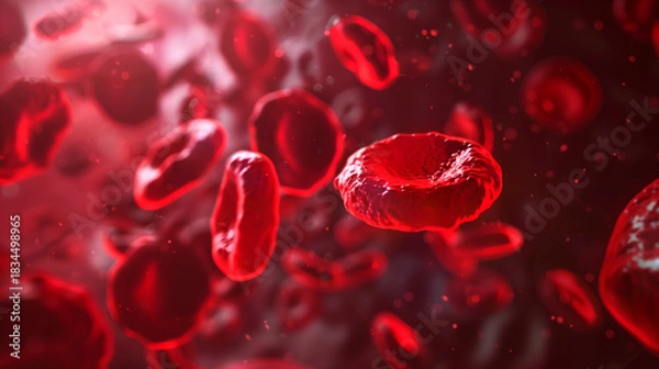 Obraz 3D Illustration of Hemoglobin Cells Showing Blood Circulation and Anemia Concept