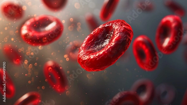 Obraz 3D Illustration of Hemoglobin Cells Showing Blood Circulation and Anemia Concept