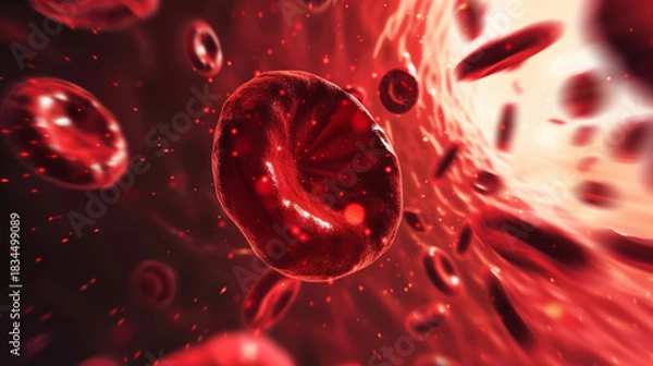 Obraz 3D Illustration of Hemoglobin Cells Showing Blood Circulation and Anemia Concept