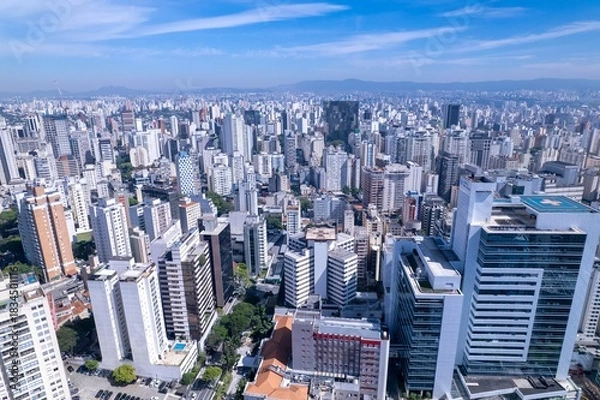 Obraz Aerial view of Av. Paulista in São Paulo, SP. Jardins and Bela Vista neighborhoods