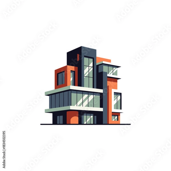 Obraz Modern architecture building icon flat vector design.