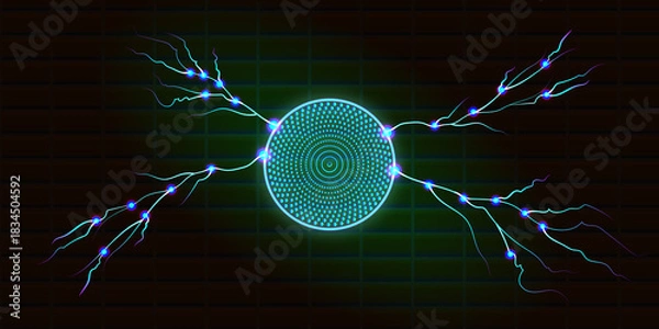 Obraz Blue binary code lines flash in a digital technology star explosion vector illustration for a space fantasy wallpaper design concept
