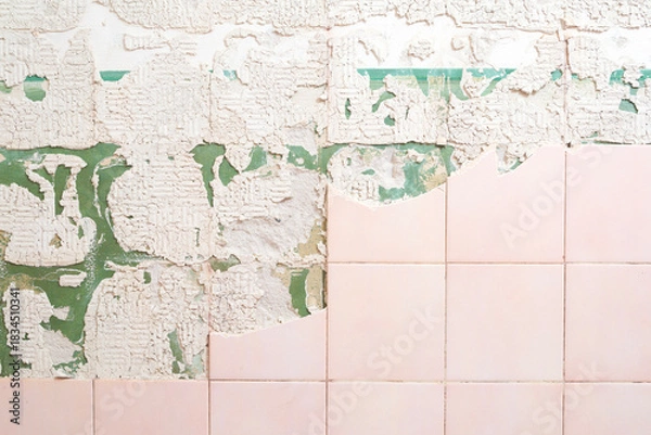 Fototapeta Whole and broken ceramic tiles as a background, texture, pattern.