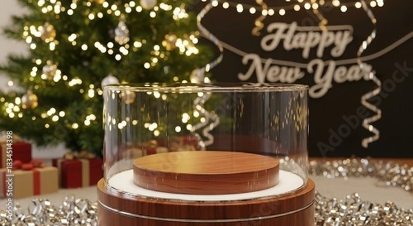 Obraz New year s eve celebration with festive decorations and a toast