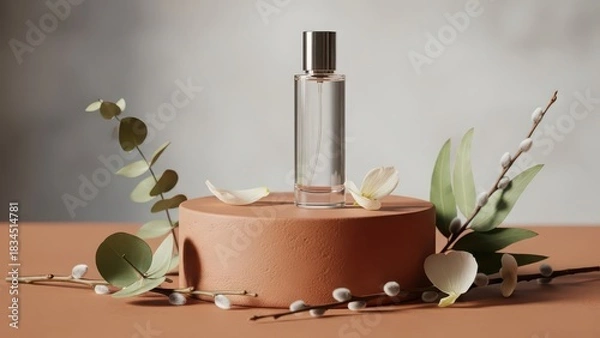 Obraz Elegant perfume bottle displayed with natural elements