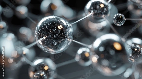 Obraz Abstract Molecular Structure with Connecting Spheres and Lines Representation