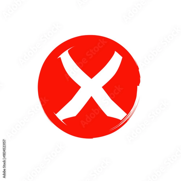 Obraz red cross x vector icon. no wrong symbol. delete, vote sign. graphic design element set on white background