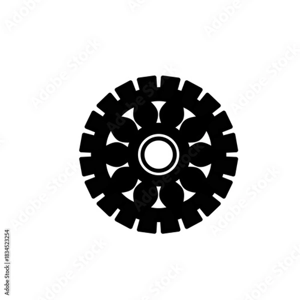 Obraz gear icon, gear wheel, machine circle, thin line web symbol on white background - vector illustration