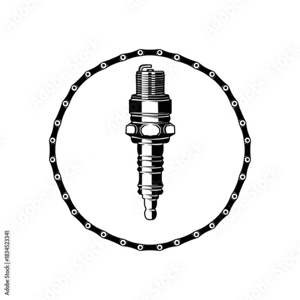 Obraz Engine spark plug hand drawn illustration artwork