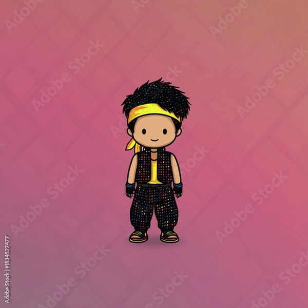 Obraz K-POPボーイズグループアイドル。ちびキャラ。キャラクター。アイコン